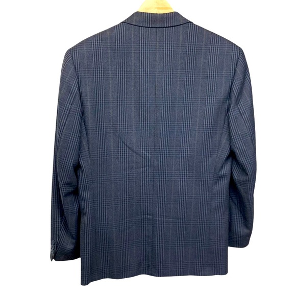 Irish 100% Wool Sports Coat 38R Blue Glen Plaid Pattern Club Le Tricot Marine - Picture 2 of 12